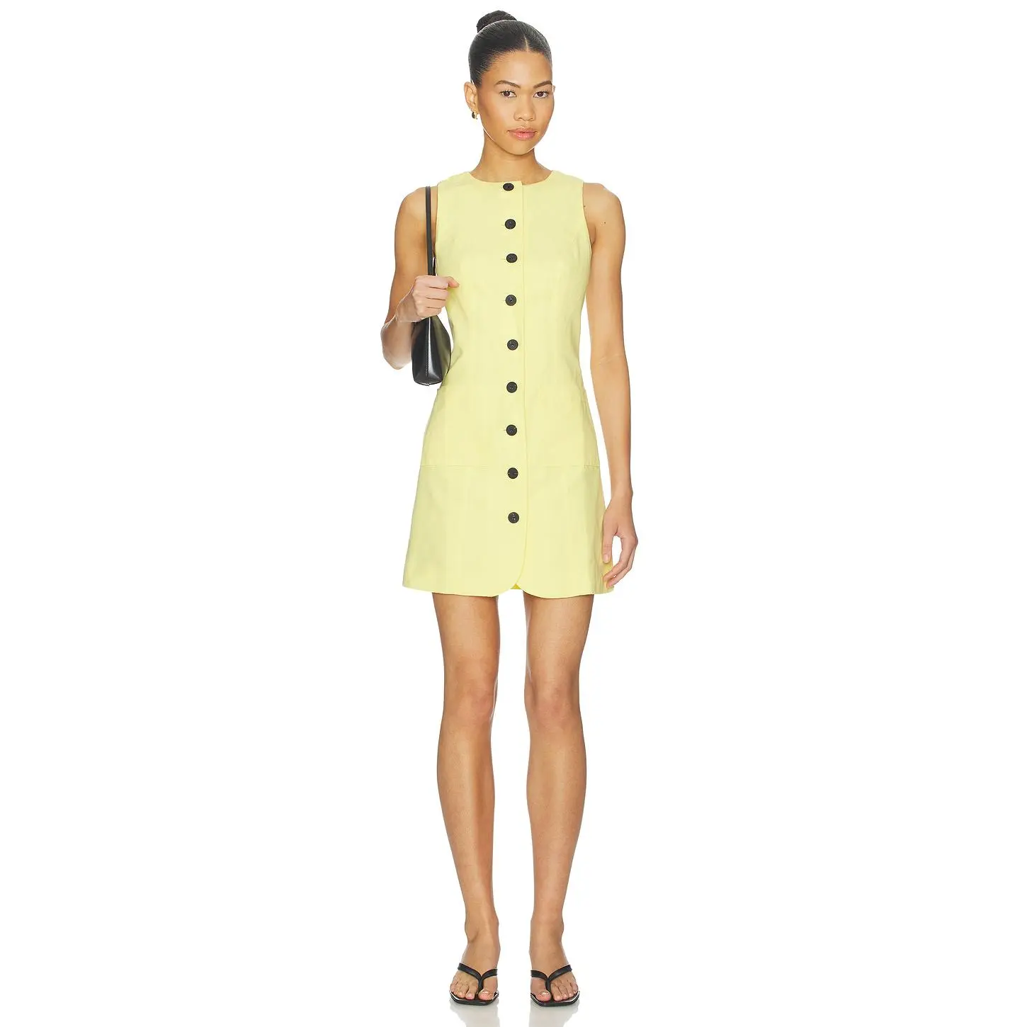 ALIGNE Leah Linen Mix Dress in Lemon