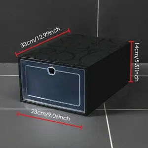 12/15-Piece large stackable plastic shoe cabinet storage box, transparent shoe box, folded space-saving shoe storage container with ventilation holes, fashionable and durable shoe finishing box