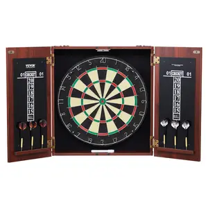 VEVOR Dartboard and Cabinet Set,  Ready-to-Play Bundle Official Size Dartboard Cabinet, Steel Tip Dart Hideaway Cabinet, Features Easy Assembly, Complete with All Accessories, Perfect for Cricket Games
