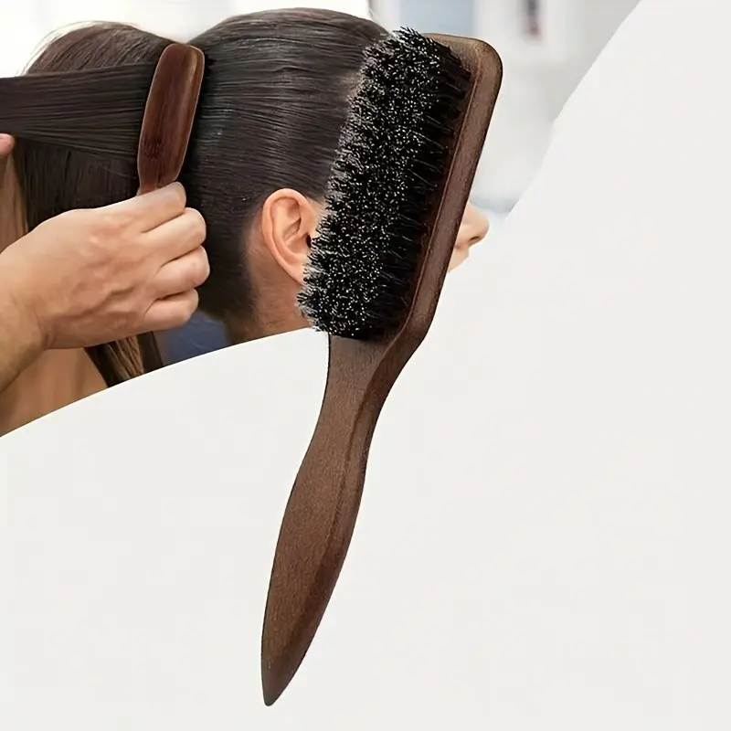 Boar Bristle Hair Brush Slick Back, Sleek Ponytail Bun & Smoothing Baby Hairs, Curly Hair Styling, Beard Comb, Wood Rat Tail Comb, Grooming Tool