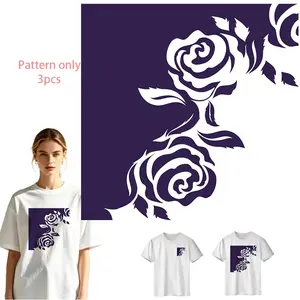 Rose Pattern DTF Heat Transfer Vinyl for DIY T-Shirts, Jeans, Hoodies, Backpacks - Washable, Durable PVC Material, Iron-On Decal