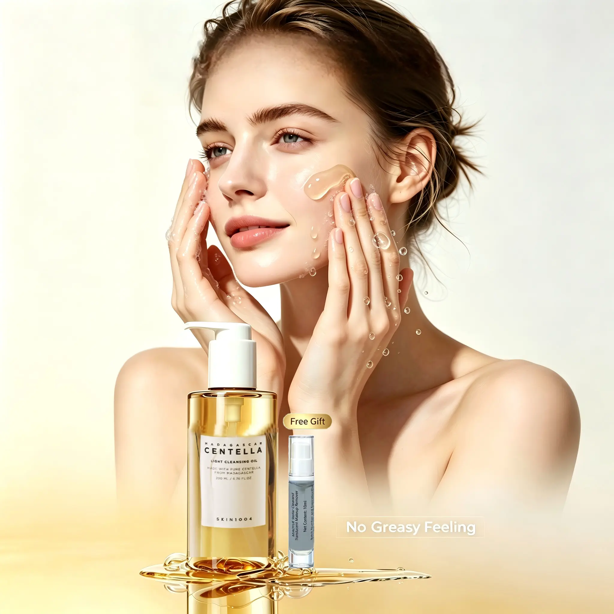 SKIN1004 Madagascar Centella Light Cleansing Oil 200ml - 0.0% Alcohol Gentle Face Makeup Remover, Soothing Nourishing Hydrating Daily Cleanser for Sensitive Skin, Lightweight Water-Based Formula