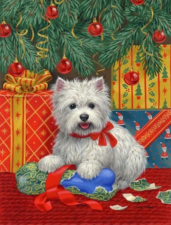212 MAIN Westie Christmas Garden Flag - 11x15 in Double-Sided Fade-Proof Festive Decorations, Includes Wall Hanging Ornament for Home & Garden Decor