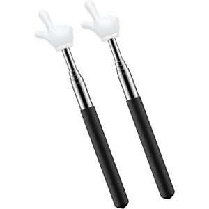 2 count Telescopic Teacher Pointer, Extendable Handheld Pointer Finger Pointer Stick, Mini Classroom Pointer for Elementary School  Teacher, Classroom Supplies (Black)