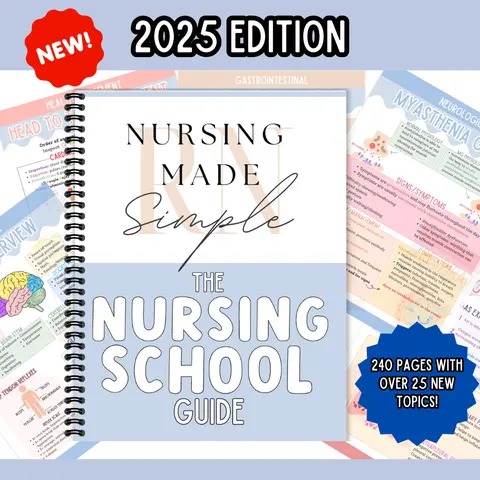 2025 Edition Nursing School Exam Study Book - Office Stationery Notebook with 240 Clear, Easy-to-Understand Study Pages, Reference Guide for Visual Learners to Reduce Stress