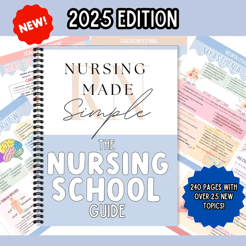 2025 Edition Nursing School Exam Study Book - Office Stationery Notebook with 240 Clear, Easy-to-Understand Study Pages, Reference Guide for Visual Learners to Reduce Stress