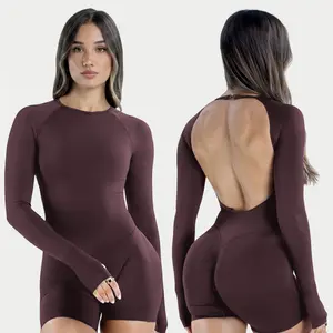 DEEFY Impact Long Sleeve One Piece Jumpsuit Fitness Gym Bralette Soft Workout Activewear Minimalist