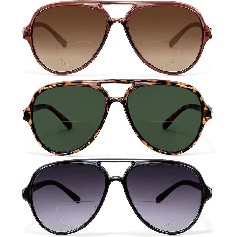 Premium Aviator Bifocal Reading Sunglasses with UV Protection Amazon.com: LianSan 2 Packs Premium Aviator Bifocal Reading  main image 4