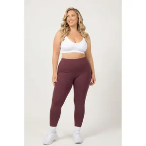 Plus Size Cotton Full Length Leggings - Eggplant