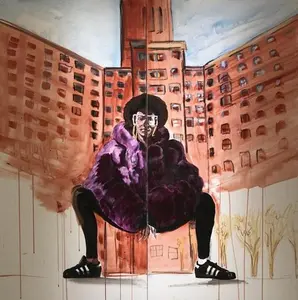 "My Adidas" (Diptych) - ORIGINAL ART - Acrylic and oil stick 48”x24”