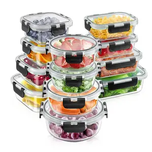 Pantry & Fridge Saver 12-Pack BPA-Free Glass Bowls - Removable Clips for Neat, Airtight Food Storage