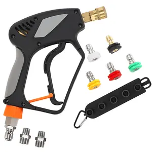 PWACCS Pressure Washer Handheld Water Spray Tool with 3/8” Quick Connector, 5 Pressure Washer Nozzle Tips with Holder, 5000 PSI, Black, ChristmasGift
