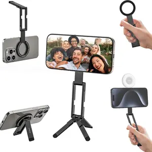 Magnetic Tripod Phone Stand, Foldable Desktop Holder, Portable Live Streaming Camera Mount, Lazy Person Friendly Design