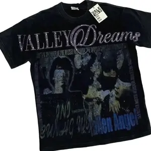 VALLEY Short Sleeve T-shirts Retro Wash Old Streetwear Men Women Couples Movie Poster Character Print Hot Vale Top Tee Womenswear Clothes 2026 8FL