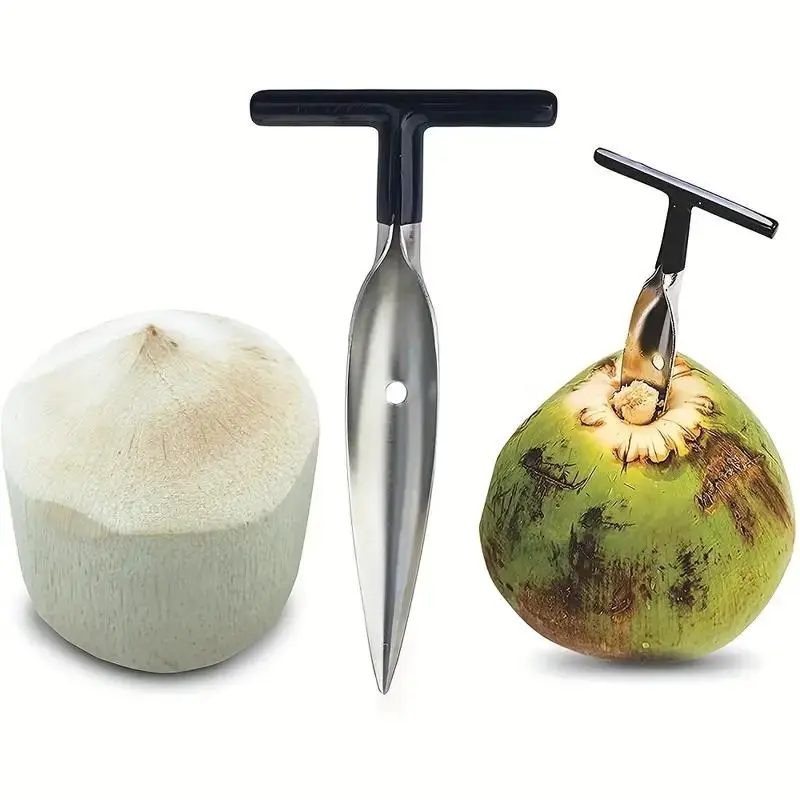Stainless Steel Coconut Opener Tool, Portable Outdoor Camping Accessory, Kitchen Gadgets, Durable Coconut Knife, Impact Drill Bit, Easy-To-Carry Design