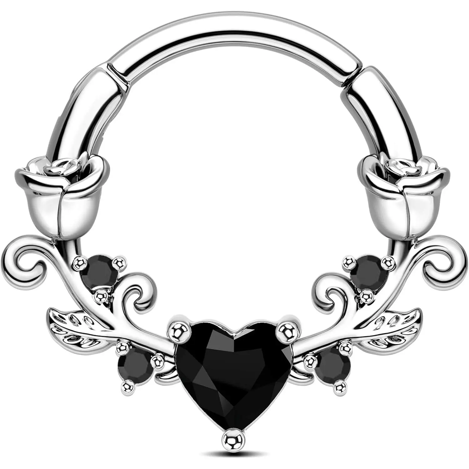 Rose Septum Rings 16G Septum Piercing  316L Stainless Steel Daith Piercing  Heart Daith Earrings for Women