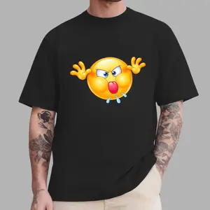Angry Crazy Emoji T-Shirt  Funny Rage Face Graphic Tee - Viral TikTok Streetwear - Mood Swing Unisex Shirt