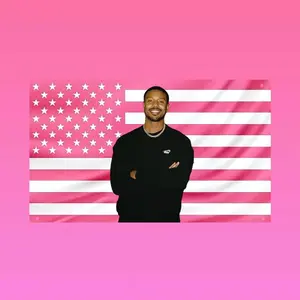 Michael B. Jordan Flag, Modern Heartthrob Aesthetic Pink American Flag, Hot Guy Wall Tapestry, Trendy Room & Dorm Decor