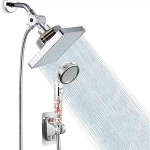 Filtered Shower  with Handheld Combo, High  Rain Showerhead Filter for Remove Chlorine and Harmful Substances, with Self-adhesive Holder/59" Hose, Chrome