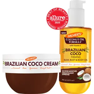 Palmer's Coconut Oil Formula Brazilian Coco Firming Cream and Body Oil Bundle for Tightened, Toned and Firm Skin