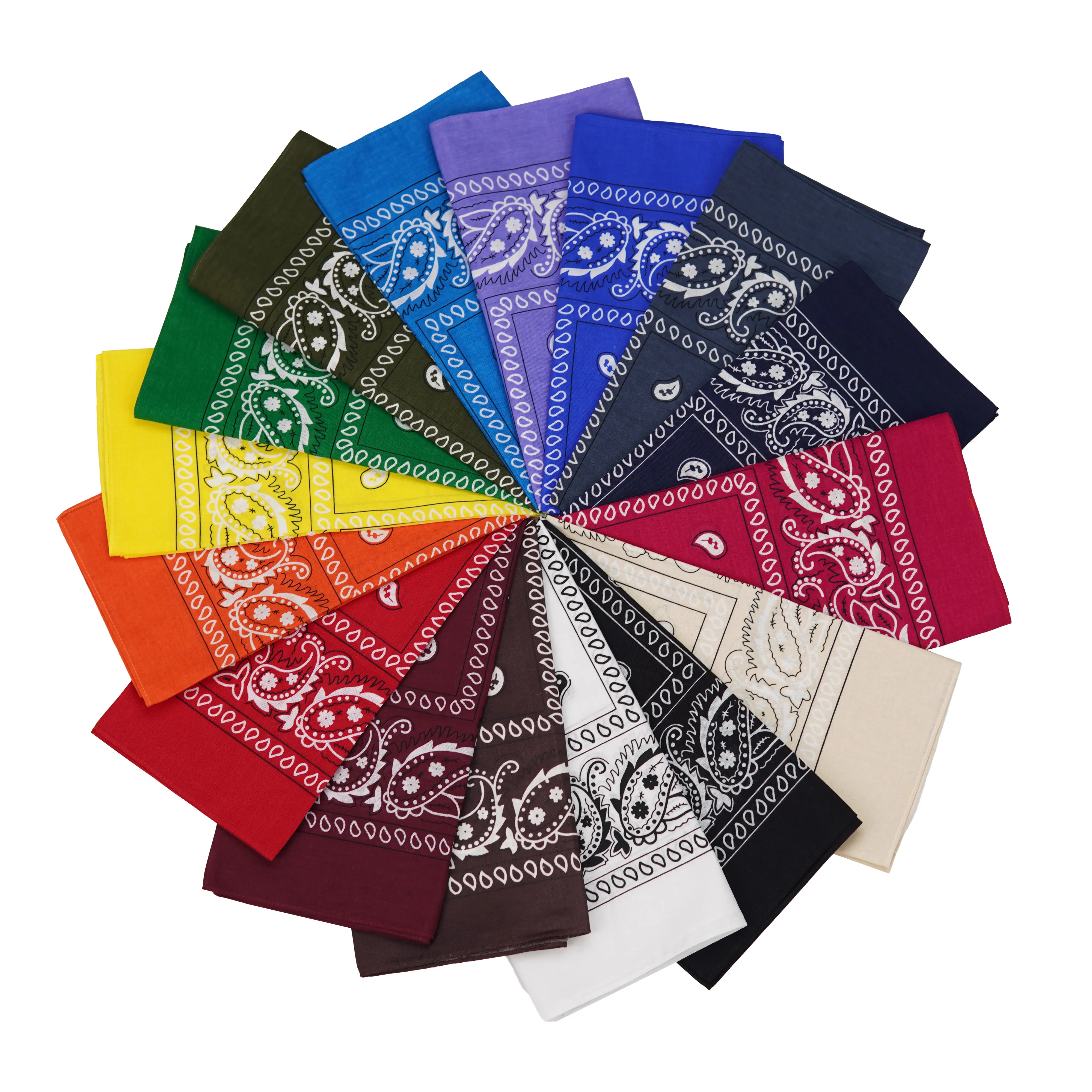GT Bandana 16-Piece Unisex Pure Cotton Square Shape Paisley Print Bandanas - Western Style Head Wraps/Scarves, Boho Chic Outfits Accessory, All Seasons Breathable Cloth, Daily Wear, Sweat-Absorbent, Flexible, Hand Wash Only (Assortment)