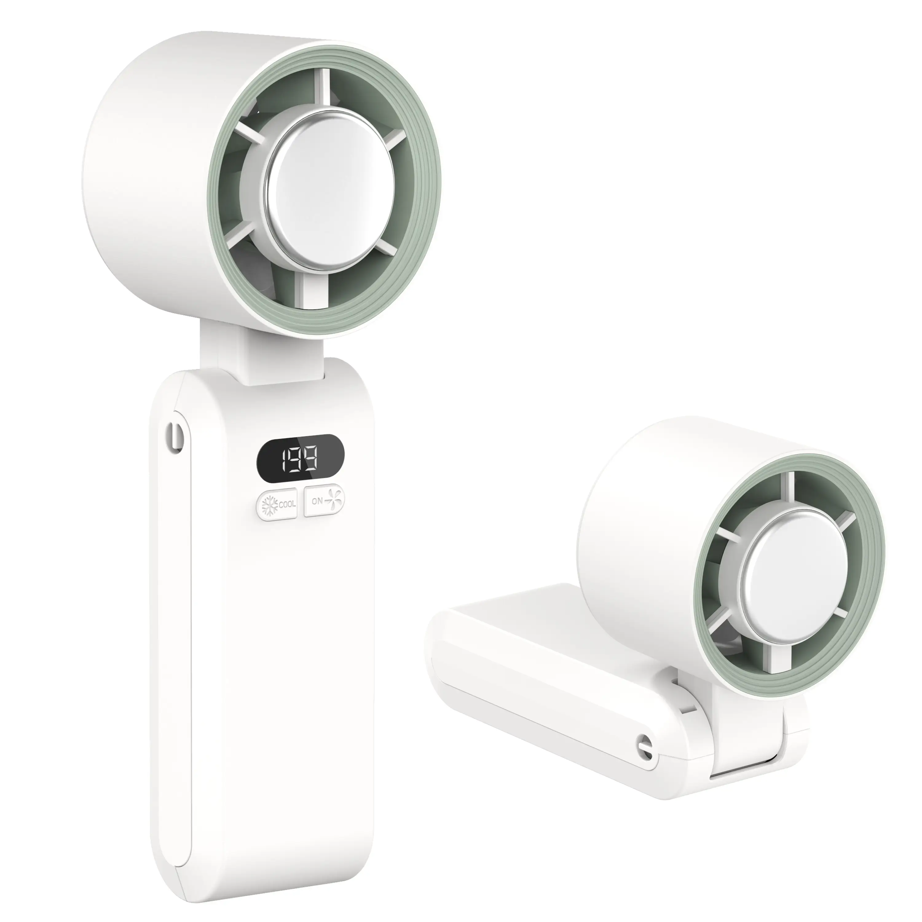 Handheld Portable Fan, 3600mAh High Speed Foldable Cooling Fan, 10H Max Cooling Time, Speed(1-199) Adjustable Turbo Fan with LED Display, 3-IN-1 Porta