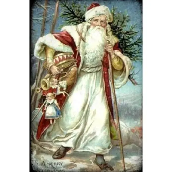 Vintage Santa (Victorian Santa 2) (51 Piece Mini Wooden Jigsaw Puzzle)