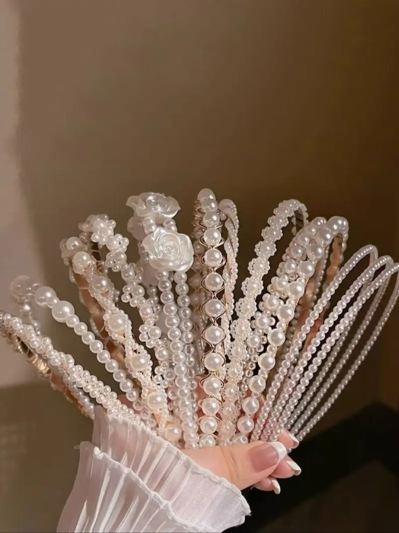 Pearl Headbands for Women Hair Accessories No Slip Elegant Gift Pack of 6 Amazon.com : naibirdr 6PK Pearl Headbands for Women Slim and  main image 4