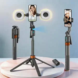 360° AI Smart Rotatable Smartphone Selfie Stick Tripod with Charging, Auto Face Tracking, Optional Dual Fill Lights, all-in-one for vlogging, live streaming, remote control use, also a gift for loved ones!