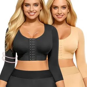 Women Postpartum Post Surgery Shapewear Arm Compression Sleeves Seamless Front Closure Push Up Bra Adjustable Hook Shaping Underwear Tops