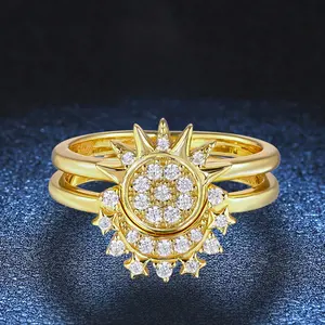 Sterling Silver Moon and Sun Ring Sterling Silver Eternal Love Zodiac Approved Soulmate Jewelry