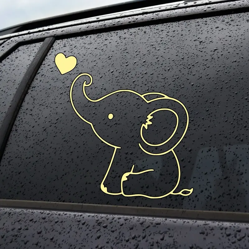 Baby Elephant Heart Automotive Decals, Waterproof Vinyl Car Decals for Car, Truck, SUV Exterior Accessories, Home Decor, Cell Phone, Laptop, Tumbler