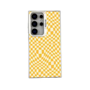 Trippy Check Pattern Yellow So Cool Phone Case, Soft Silicone,Fully Protected and Shockproof For  Galaxy S25/ S24/S23/S22 S24+/S23+/S22 Stylish Trendy-sx36sc-16