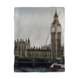 Begin Home Decor 3817-VWCT-CI259 Big Ben Clock Gray Twin Size Duvet Cover - London Home Decor Bedding