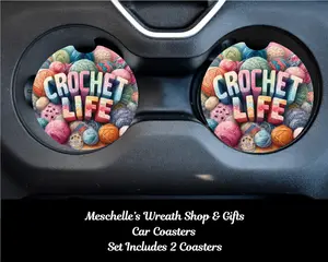 Crochet Car Coasters, Stylish Functional Automotive Interior Decor Accessories, Car Interior Upgrades That Protect Drinks, Protects Drinks