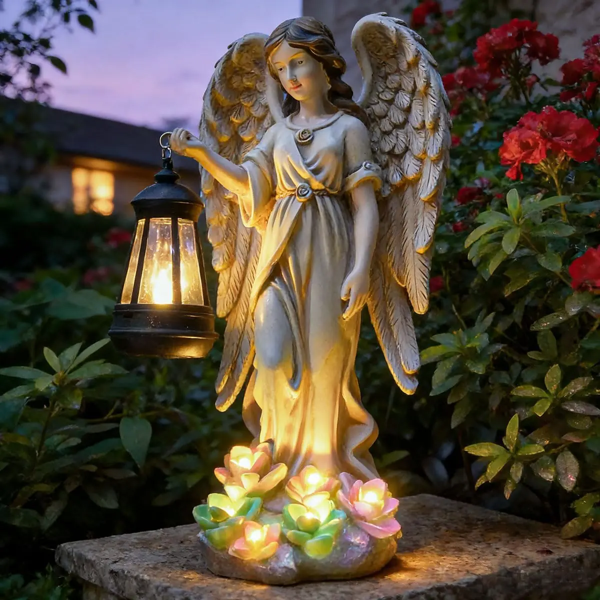 Solar Angel Outdoor Garden Decor Statues - 11.6 inches Outdoor Sculptures with Solar Light,for Outside Yard Art Patio Balcony Front Lawn Ornaments Gifts for Mom Grandma Women