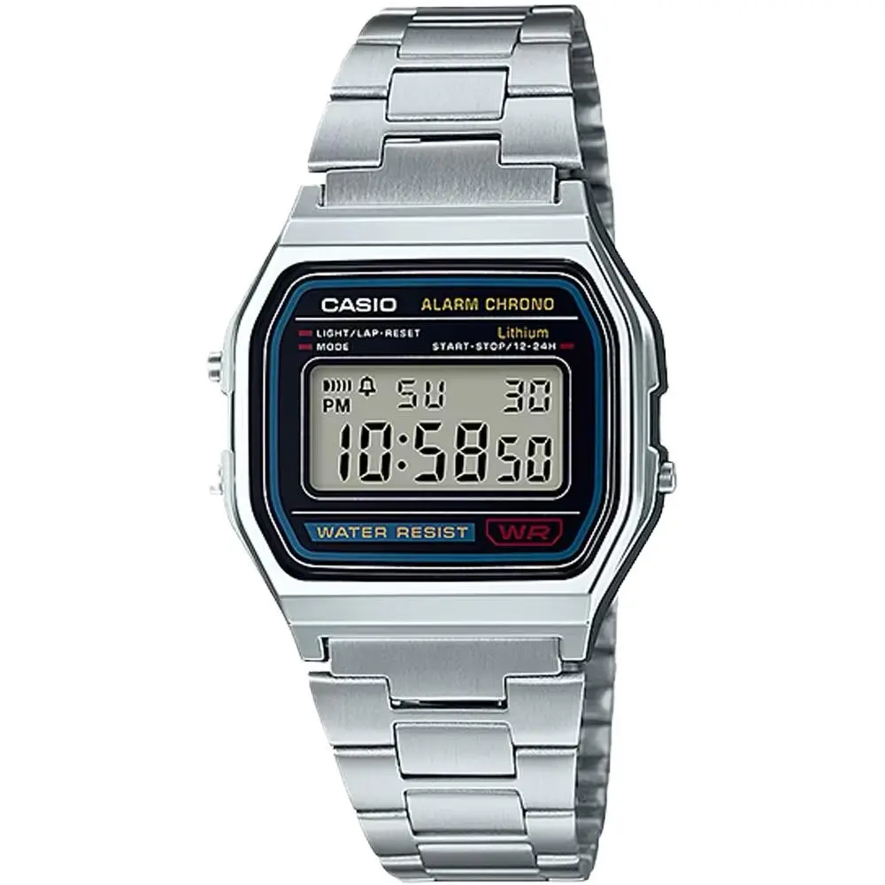 Casio Men’s Digital Watch with Silver-Toned Dial - A158WA-1