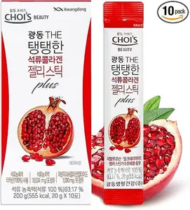 Pomegranate Korean Collagen Peptides Jelly Stick | Marine Collagen w/Hyaluronic Acid for Hair, Skin, Nails, Beauty, Joints & Immune Support for Men & Women - Convenient Daily Sticks 10 Pack