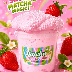 Matcha Berry Blast Slime - 16 oz Bucket - Non-Sticky - Sensory