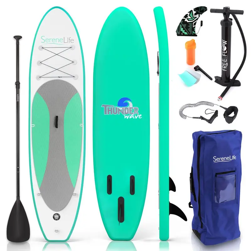 Unisex Inflatable Stand Up Paddleboard - 10' Teal Reinforced PVC Outdoor Universal Board for Adults, Children, Stable Non-Slip Deck, Quickset Inflation, Full Accessory Kit (Bag, Pump, Repair Kit) for Ocean, River Fun