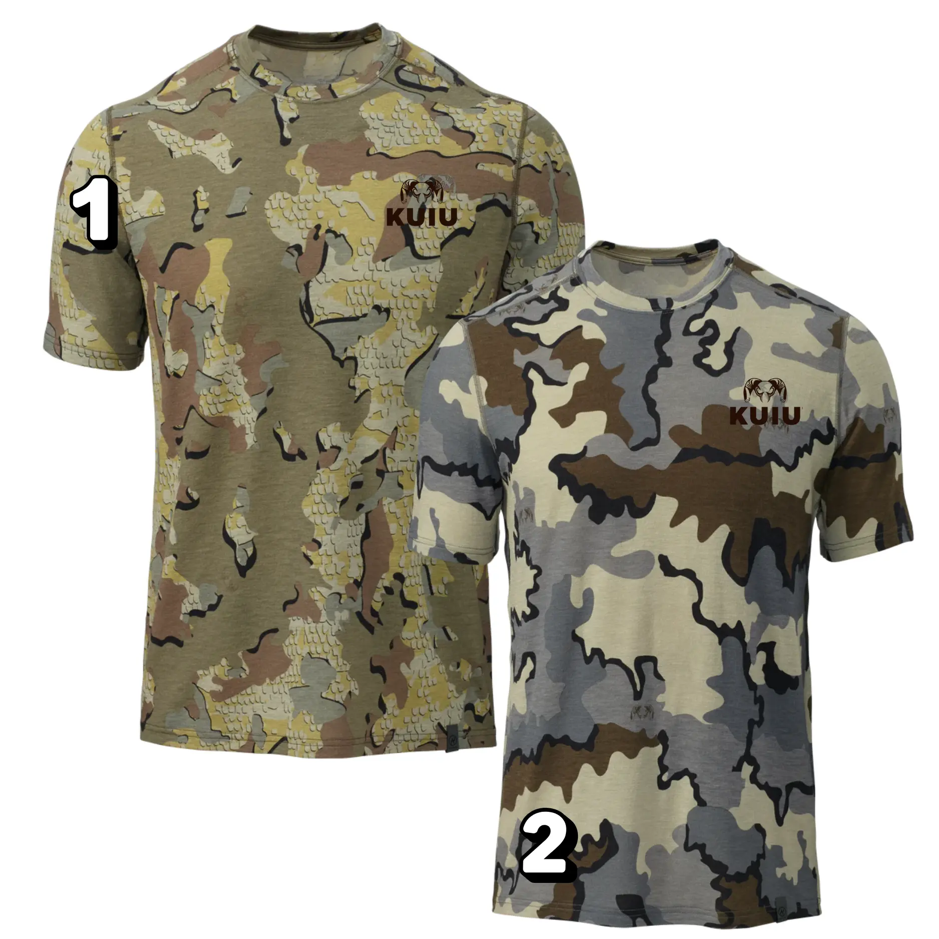 Kuiu ULTRA Merino 120 LT SS Crew-T, Hunting Performance T Shirt Men, Camo Hunting Tee, Lightweight Breathable Shirt, Quick Dry Outdoor T Shirt, Woodland Camouflage Tee, Deer Hunting Apparel, Hiking Fishing Performance Tee, Tactical Outdoor Clothing