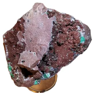 Druzy Hematite and Malechite on Limonitic Matriz Specimen 5x3x4 Inches 614g with Dark Crystalline Structure in Reddish-Brown Matrix