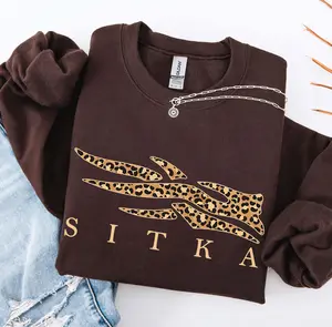 Leopard SITKA Print Crewneck Sweater, Trendy Leopard Pattern Hunting Logo Tee, Outdoor Outfits Gifts