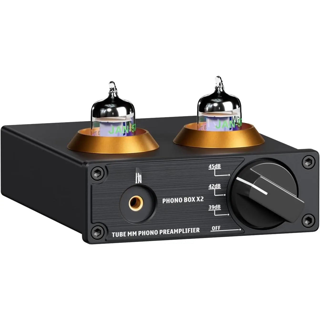Box X2 Phono Preamp, Mini Stereo  Hi-Fi Preamplifier with  Gear, Pre-Amplifier for MM Turntable Phonograph and Record Player, with DC 12V Power