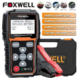 FOXWELL Heavy Duty Battery Tester BT705 12V 24V Car Battery Test, 100-2000CCA Battery Load Tester Automotive Battery Analyzer Digital Charging System Alternator Tester Cold Cranking for Heavy Duty Truck Boat Marine SUV ATV