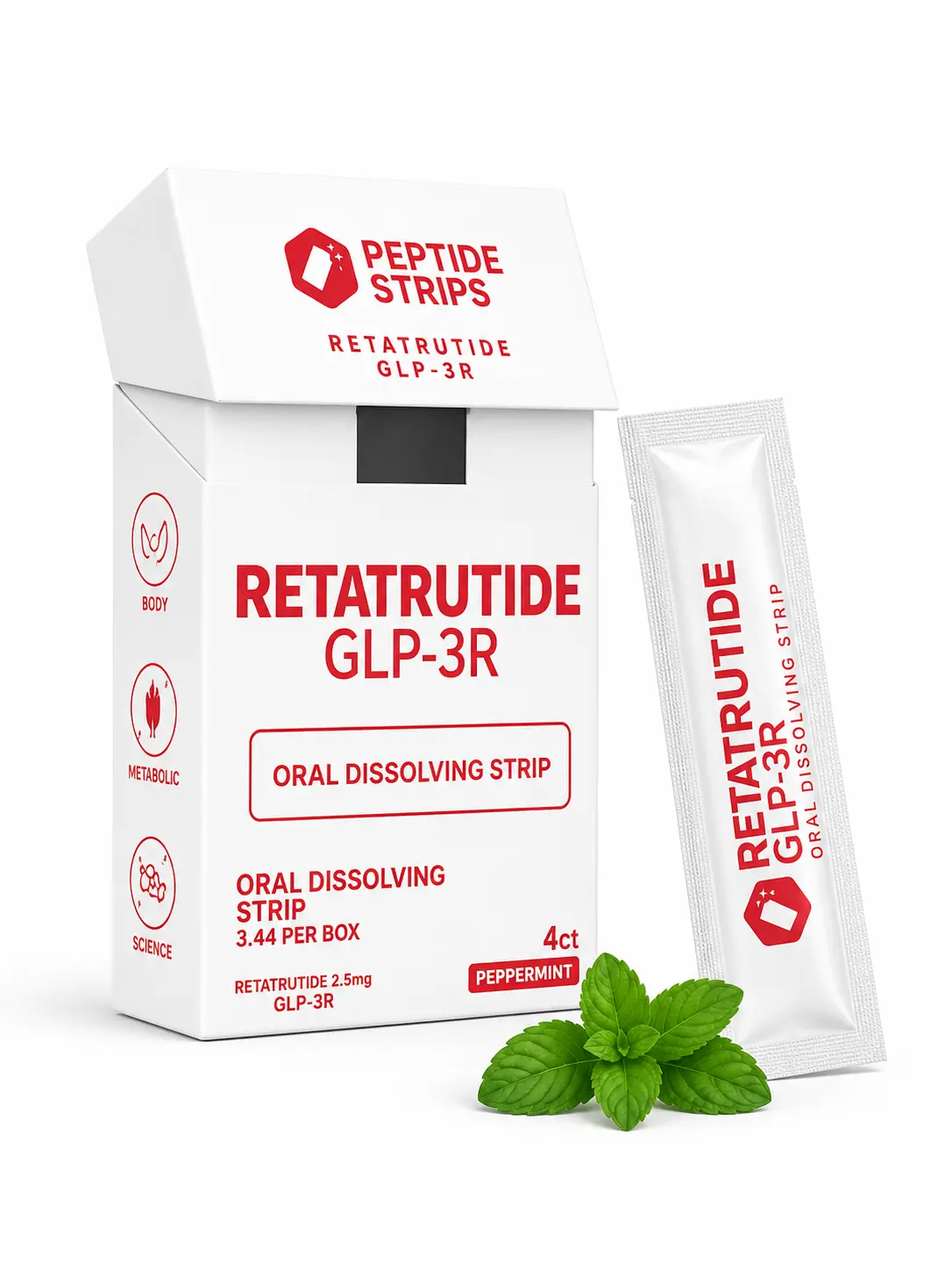 Peptide Strips Retatrutide GLP-3R Rapid Release Oral Dissolving Strips | 4 Count