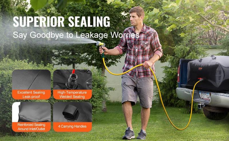 VEVOR Water Storage Bladder, TikTokShopBlackFriday, Max. 1000L/264 Gallon RV Water Tank, 1000D PVC Collapsible Water Storage Containers, Large Capacity Soft Water Bag, Portable Water Bladder, Fire Prevention, Camping, Emergency