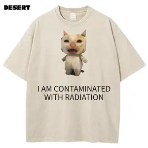 Contaminated with Radiation Meme Cat T-Shirt, Vintage Funny Graphic Tee, Unisex Meme Cringe Funny Dumb Shirt, Menswear, Womenswear, Streetwear
