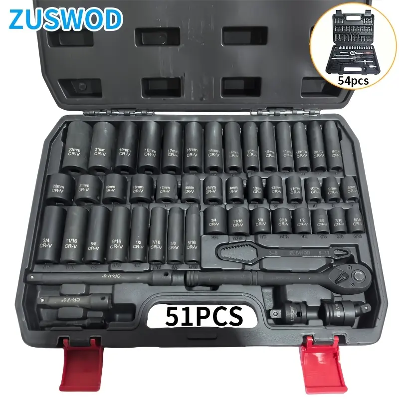 54/51pcs Set Of Ratchet Wrench Socket Tool Set, Professional Advanced Automotive Repair Tools, One-stop Solution for Home Car, Motorcycle, Bicycle And Other Repair Projects, Preferred By DIY Enthusiasts, Ideal Gift for Men