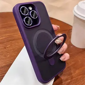 Magsafe Magnetic Phone Case for iPhone 17 Air 16 15 14 13 11 12 Pro Max Matte Ring Holder Cover Shockproof Protection Casing for iPhone 14 15 16 Plus 5G Fundas
